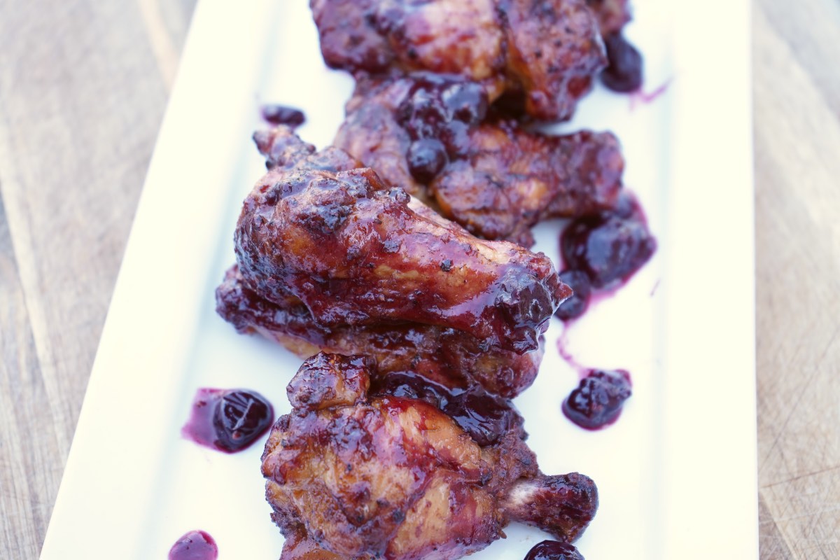Blueberry bbq sauce on wings