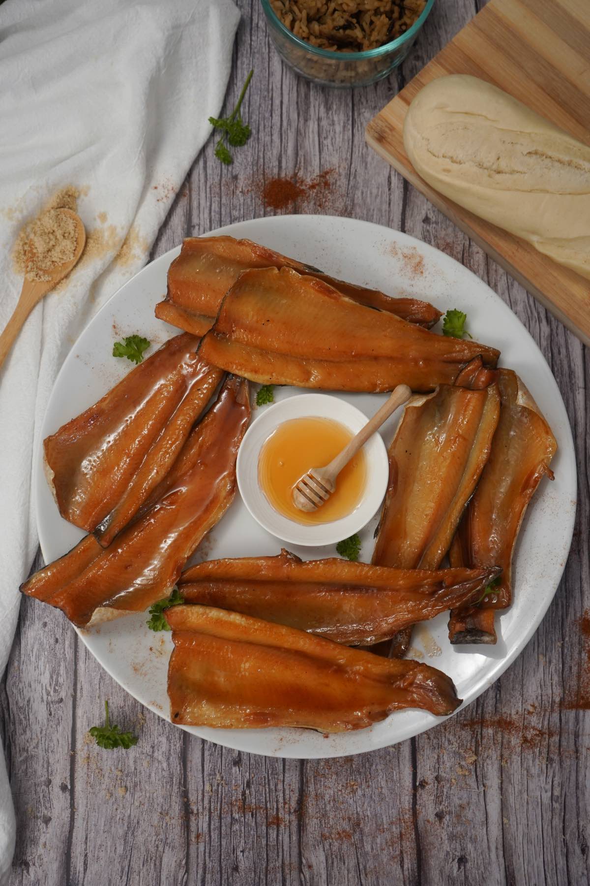 Honey Glazed Smoked Trout on Platter