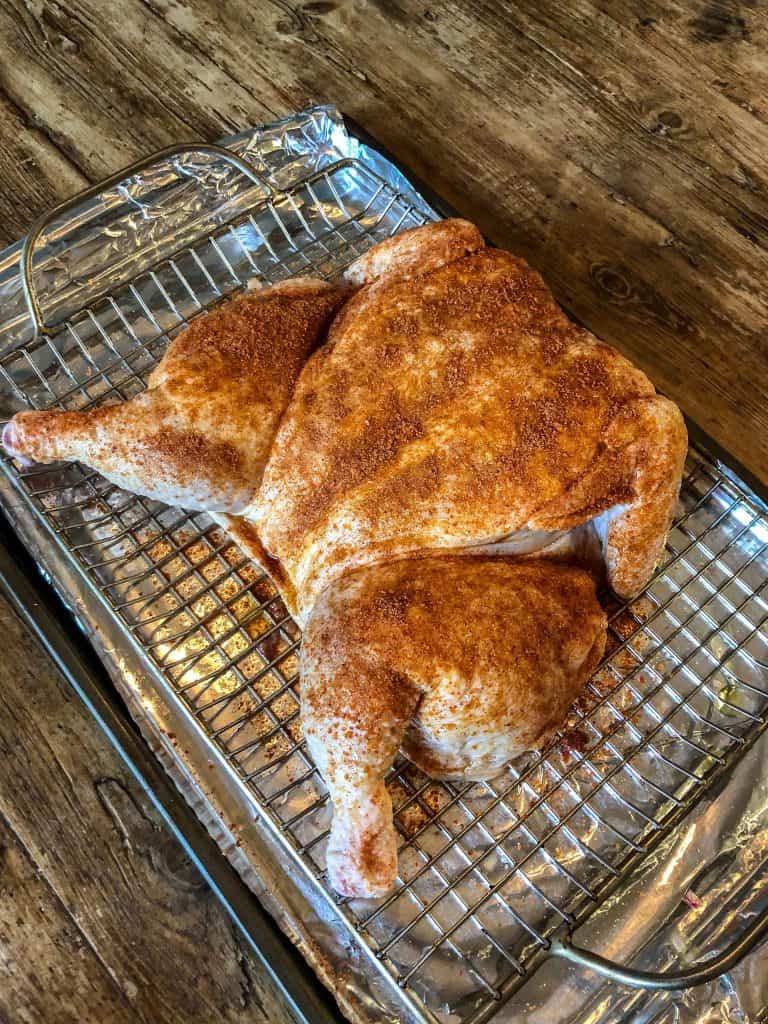 Smoked Spatchcock Chicken - Seasoned