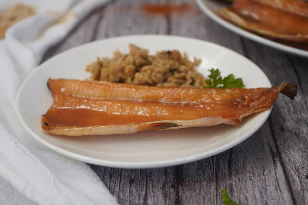 trout filet on plate