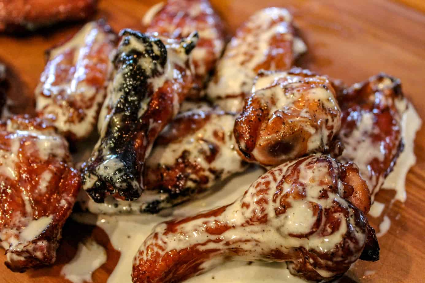 Chicken Wings tossed in white bbq sauce