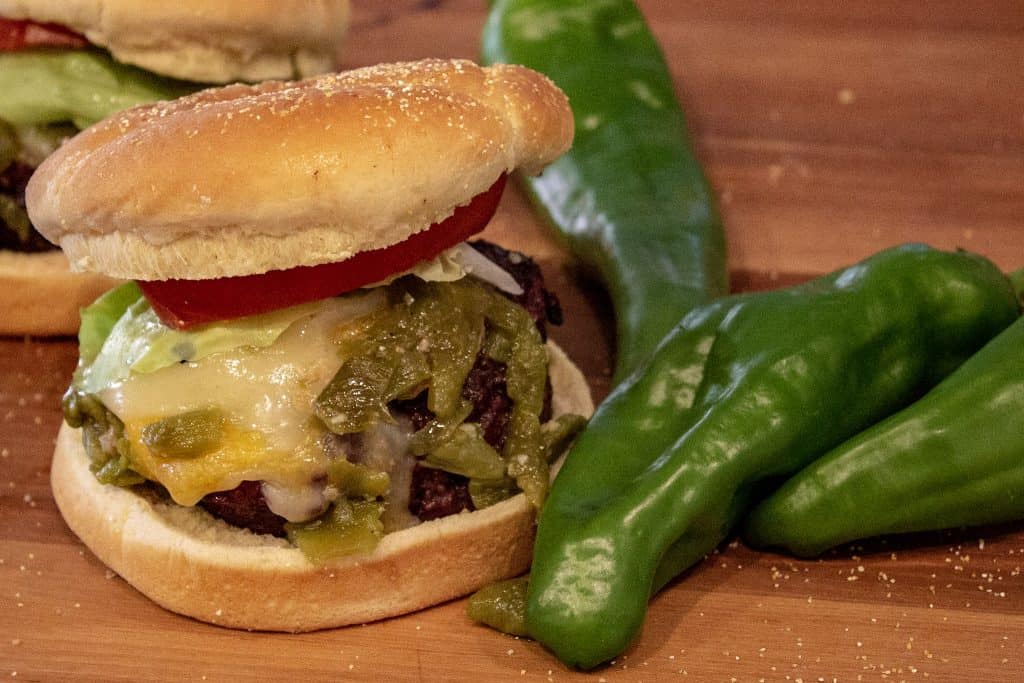 Smoked Hatch Chile Cheeseburger with Chiles