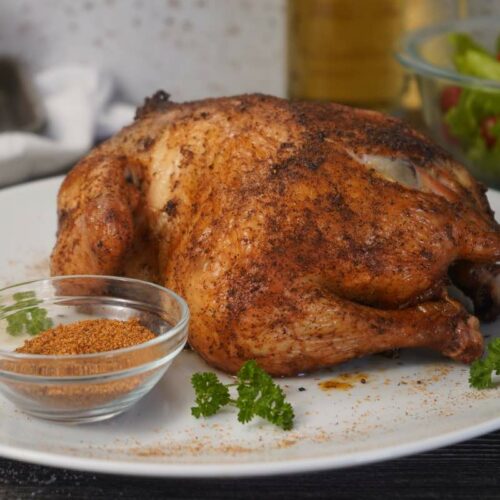 Smoked Whole Chicken on platter