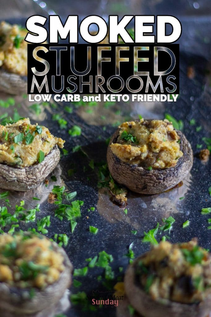 Low carb and keto friendly stuffed mushrooms are a must have super bowl appetizer - Snacks for the super bowl - Smoked Appetizers #traegerrecipes #bbq #mushrooms