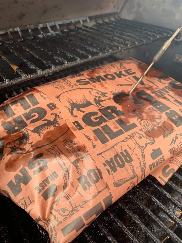 Brisket wrapped in butcher paper