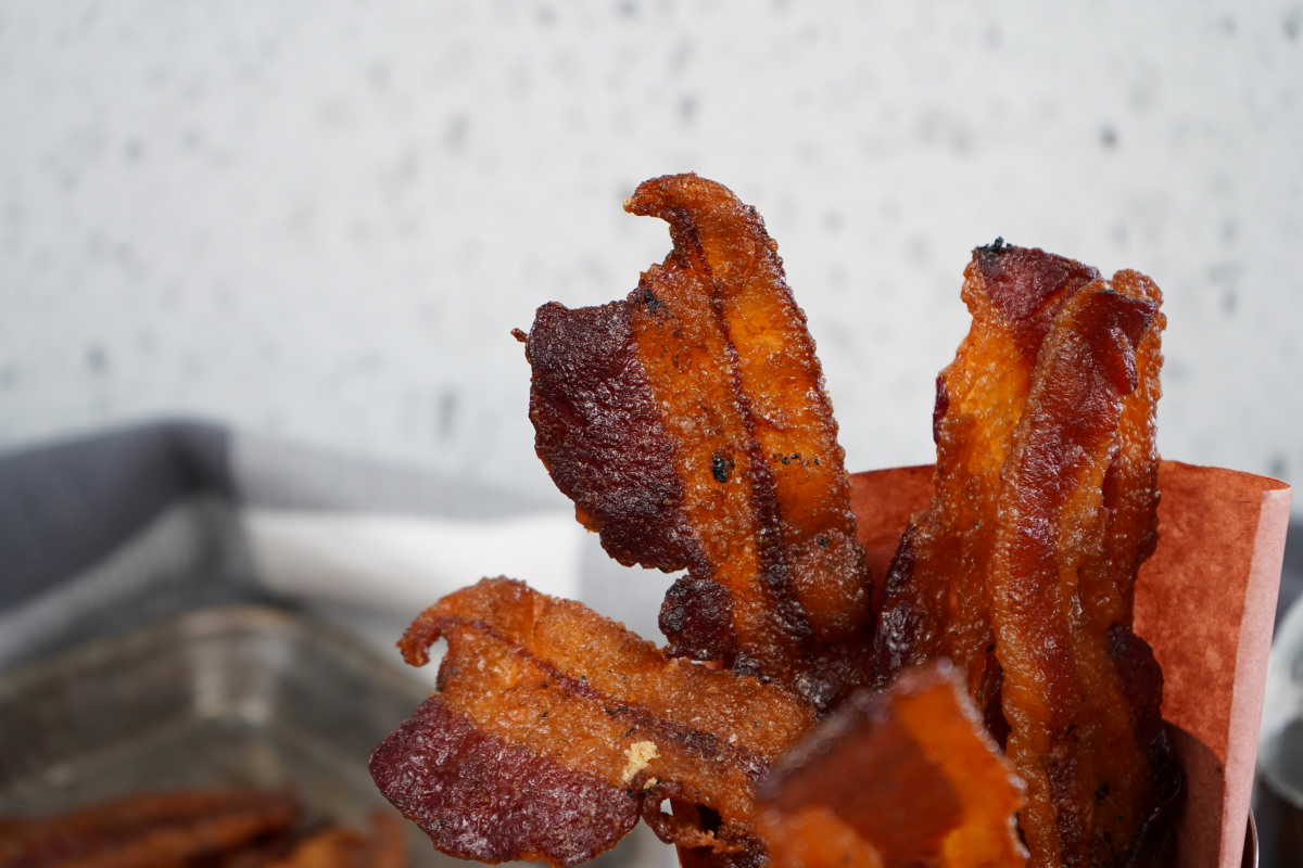 Candied bacon close up