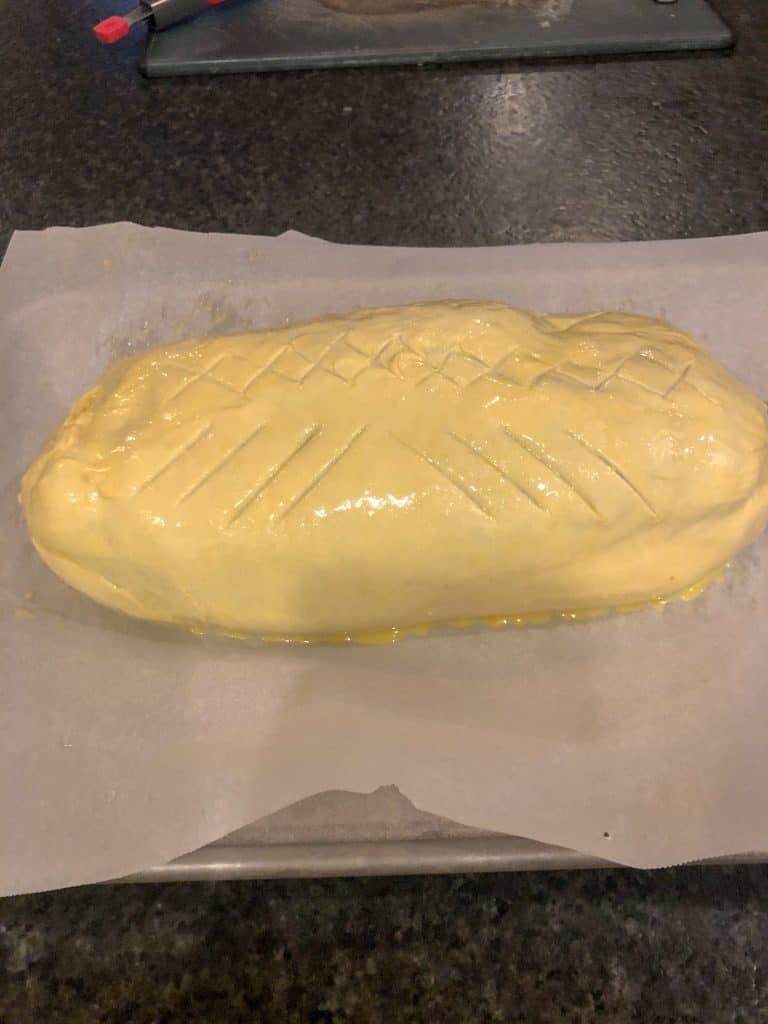 smoked beef wellington with pattern