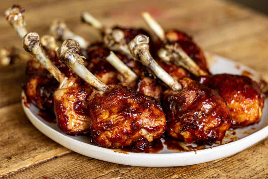 BBQ Chicken Lollipops on a plate