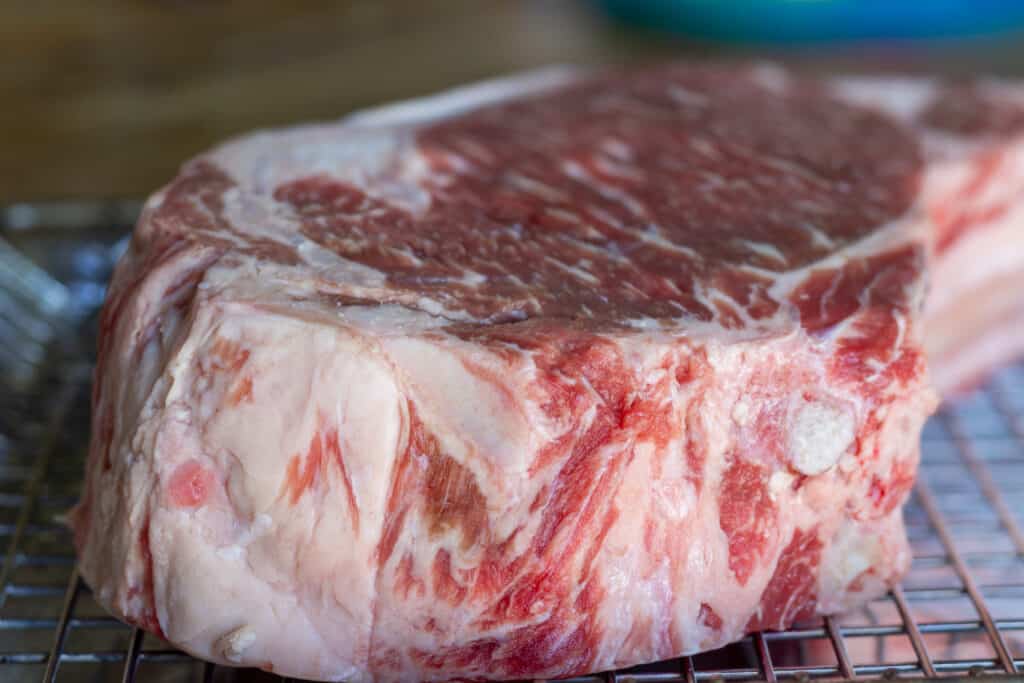 Close up of a tomahawk steak