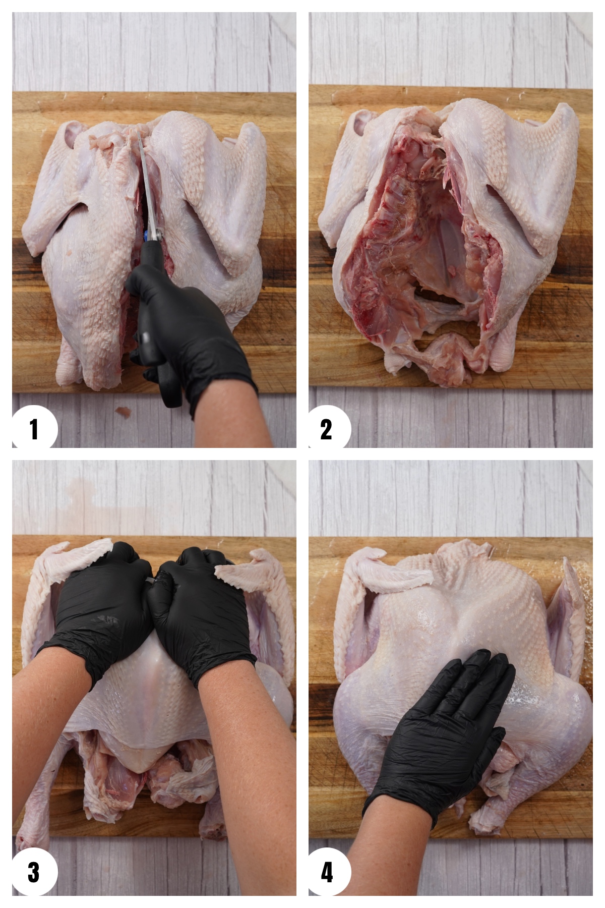 How to spatchcock a turkey collage 