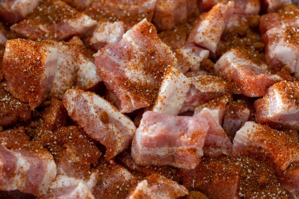 seasoned pork belly cubes