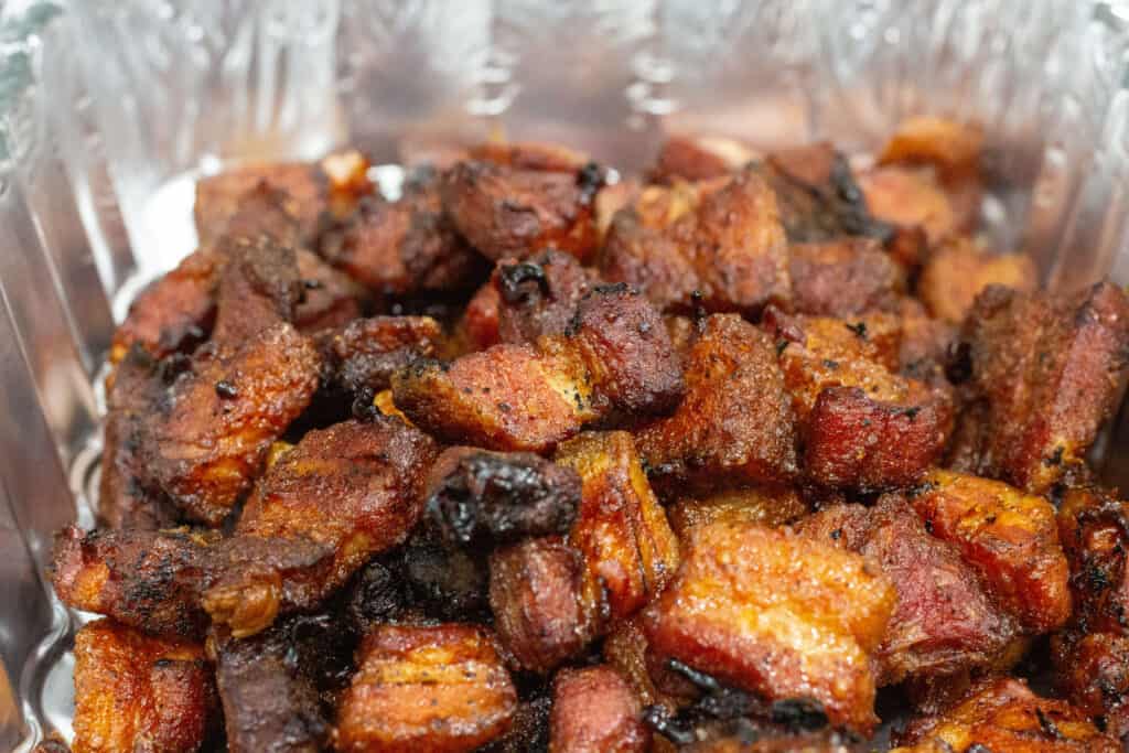 pork belly burnt ends that have been smoked