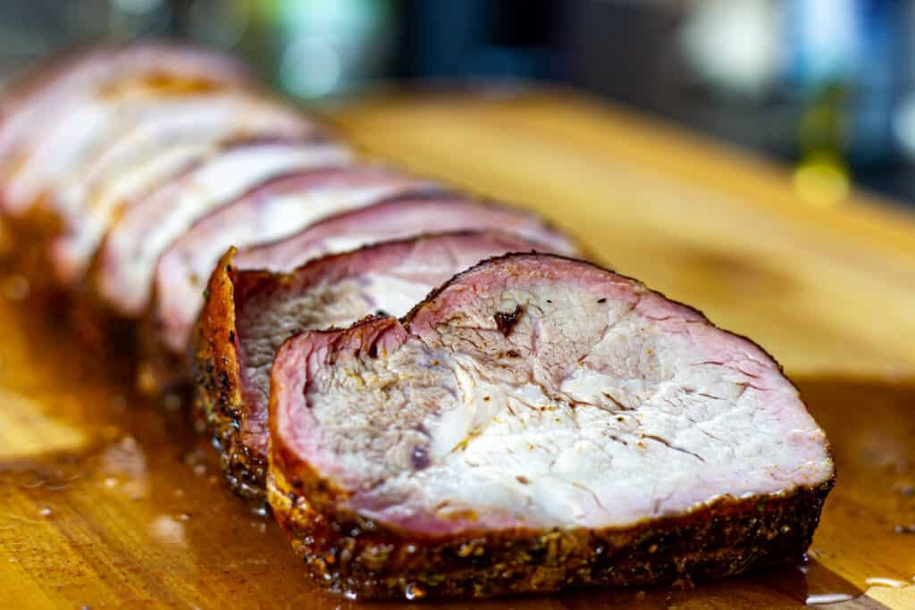 smoked pork loin slices