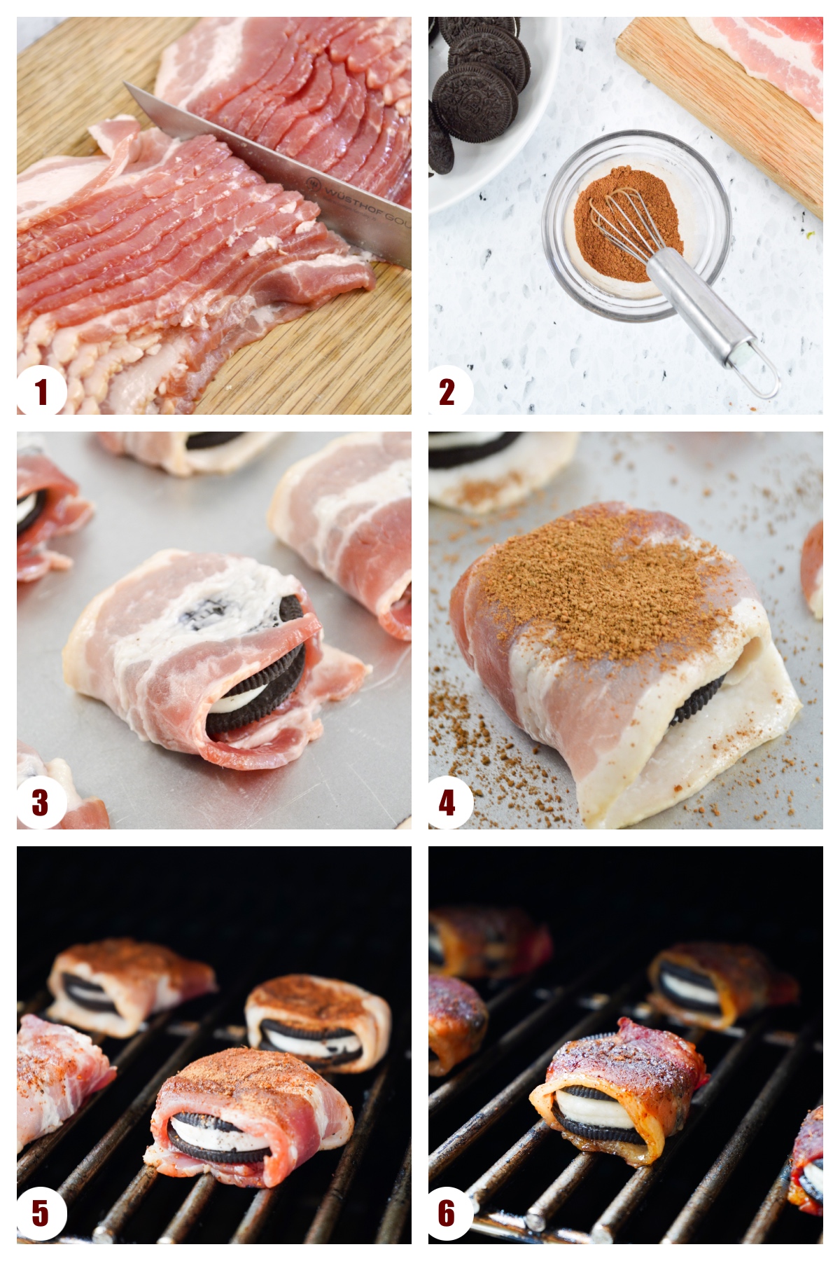 step by step collage for how o make smoked oreos 