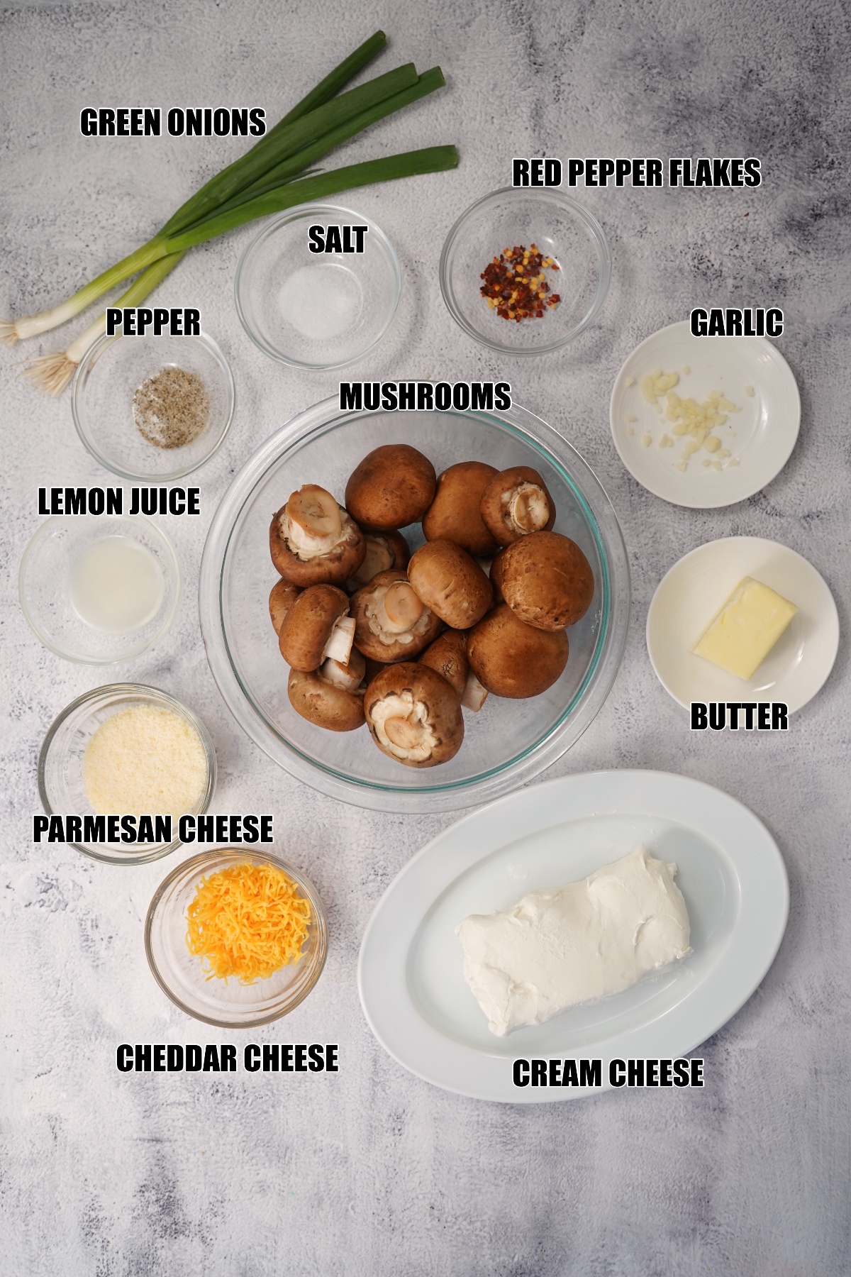 labeled stuffed mushroom ingredients 