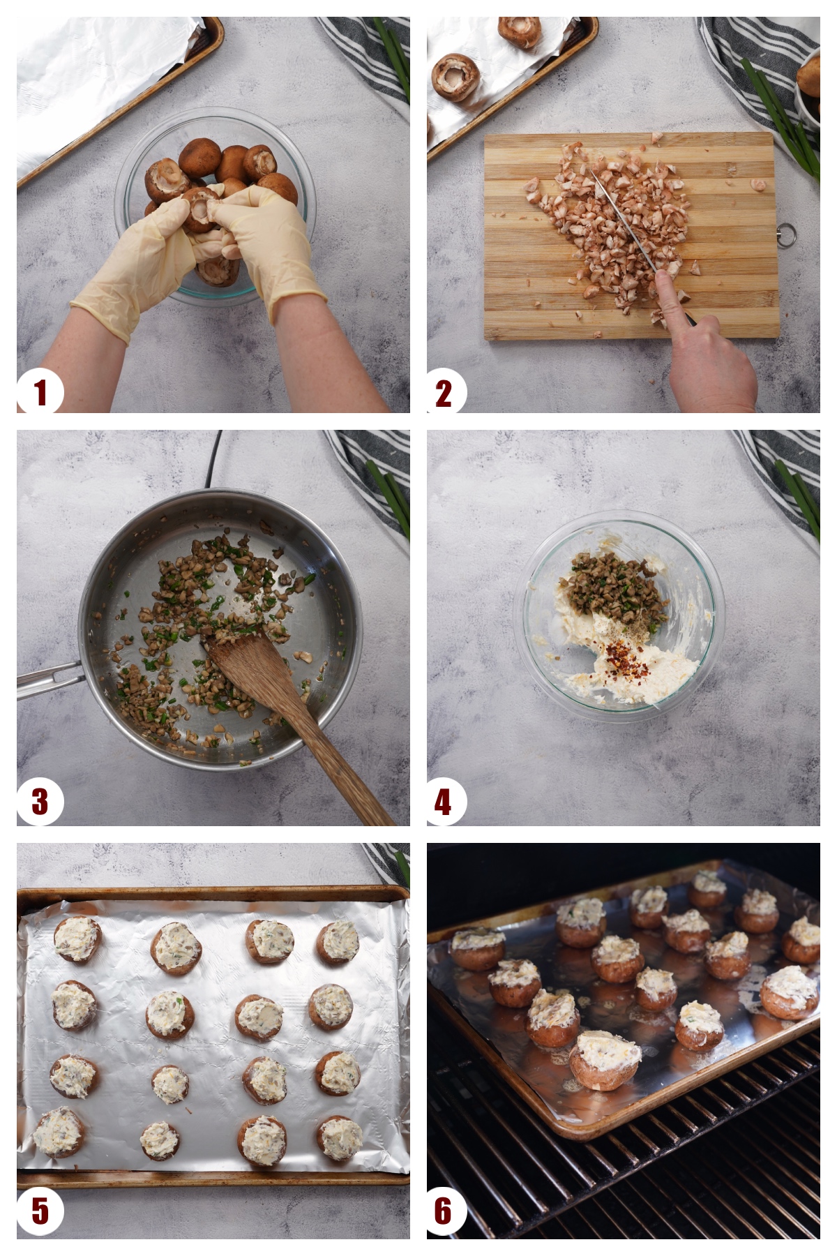 step by step collage how to make stuffed mushrooms