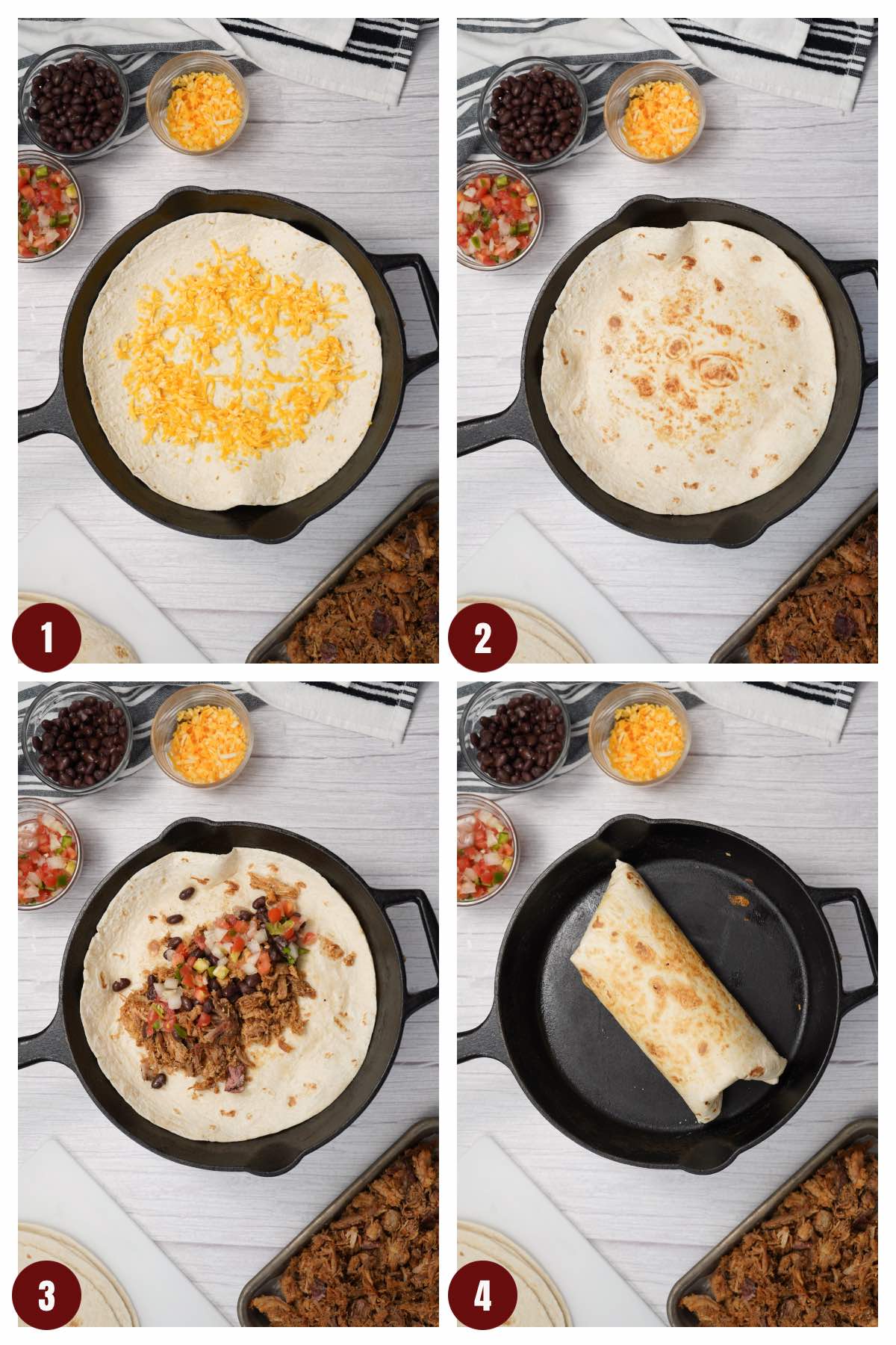 Pulled Pork Burrito Steps