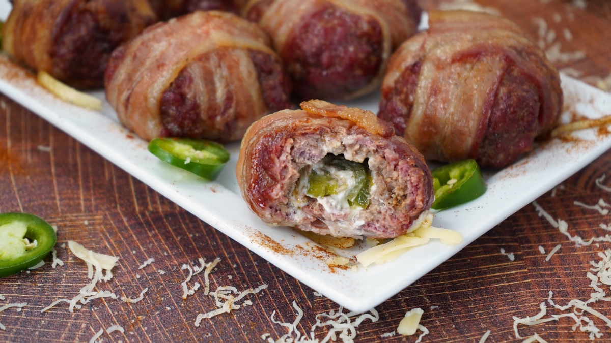 Meatballs stuffed with cheese and jalapenos