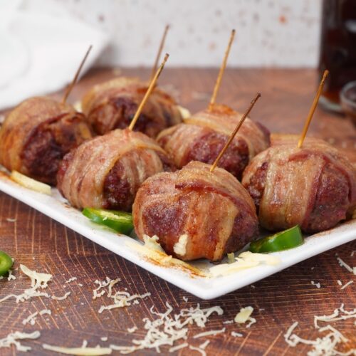 Stuffed Meatballs on white platter