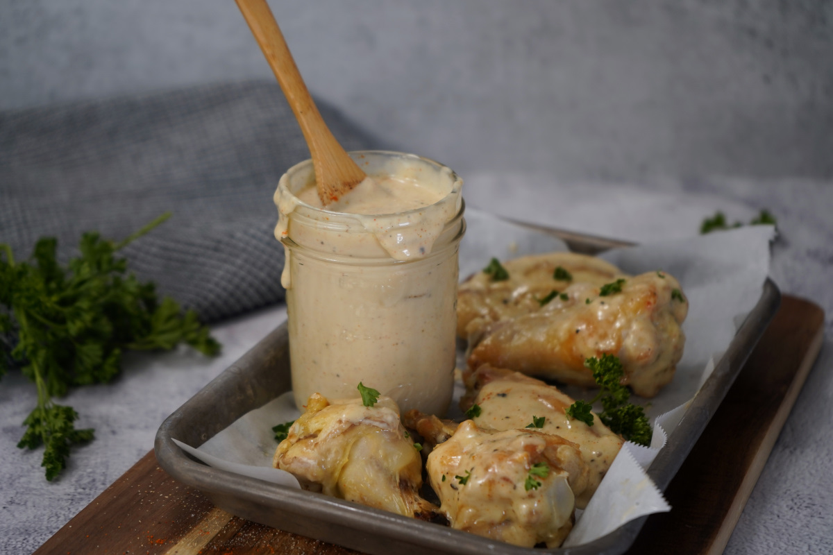 Alabama white Sauce with wings.