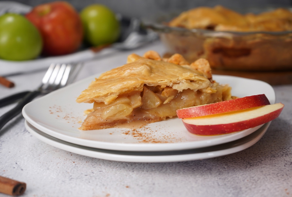 Smoked apple pie on plate