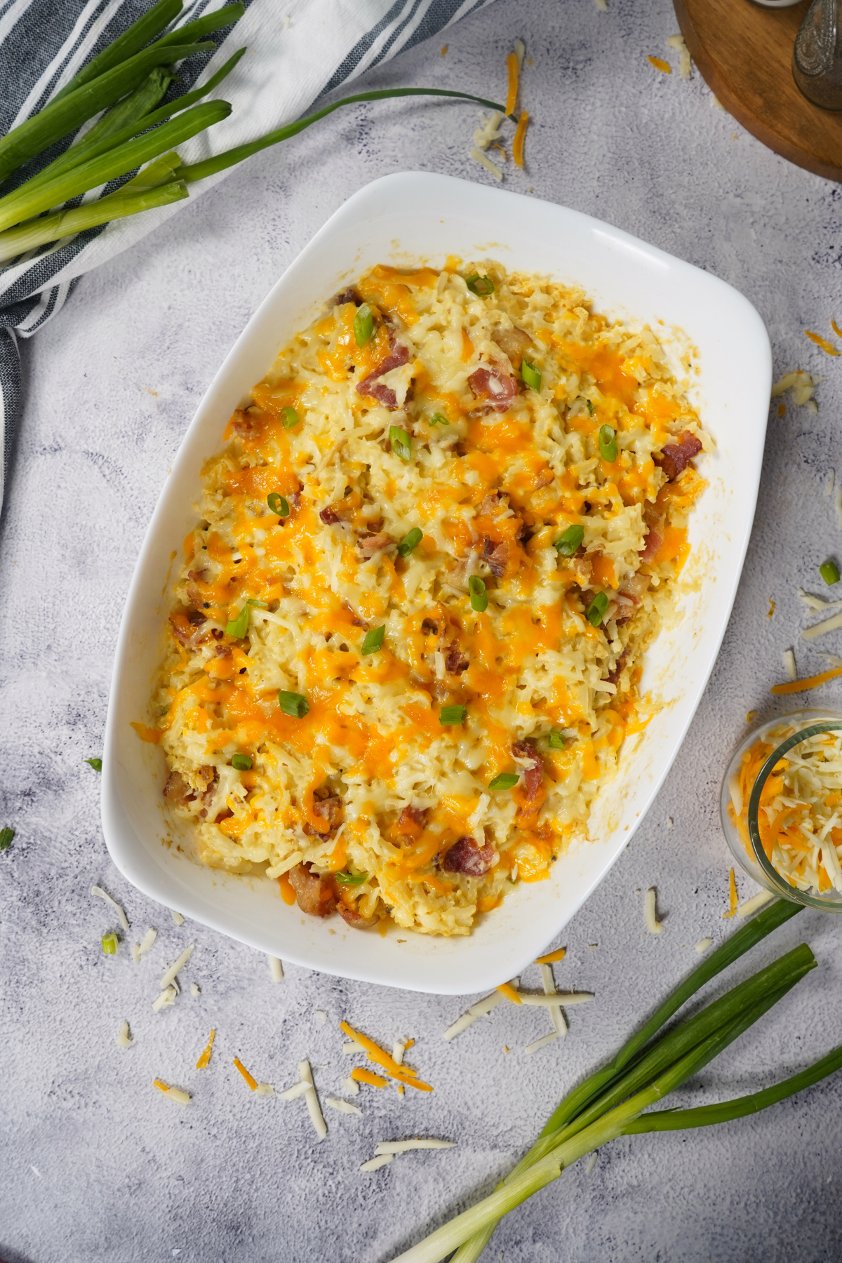 Cheesy potatoes with green onions